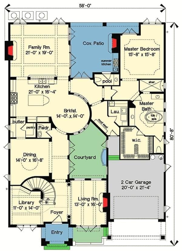 Explore This Thoughtfully Designed Floor Plan with a Central Courtyard