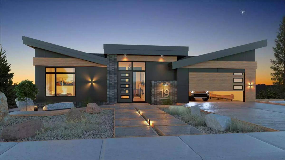 2-Bedroom Mid-Century Modern Ardenville Home with Open Living Space and Basement Expansion (Floor Plan)