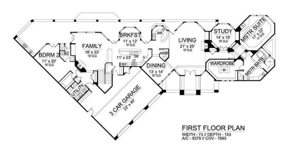Explore the Expansive First Floor with a Dedicated Study and Master Suite