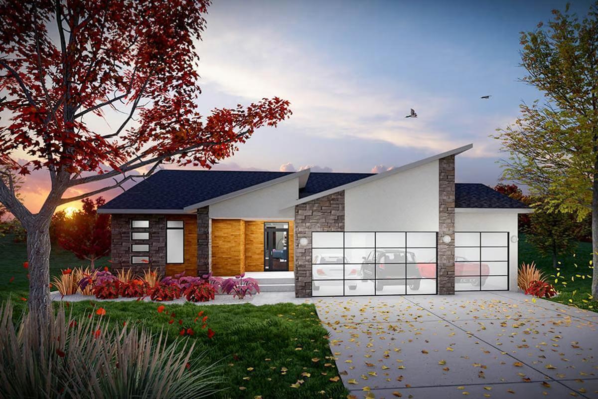 Mid-Century Modern Home with Striking Angular Rooflines