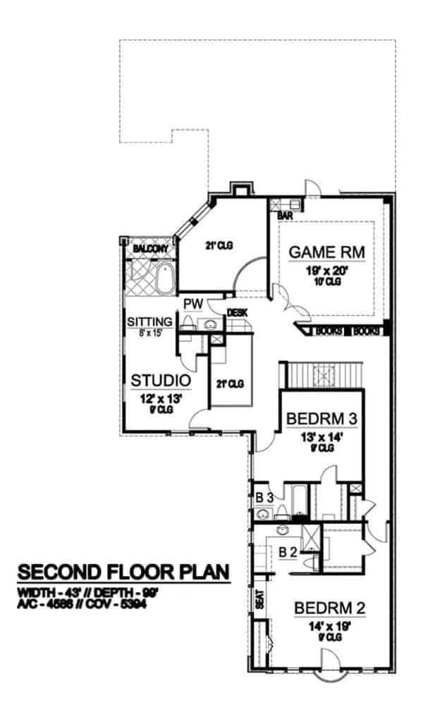 Explore the Spacious Game Room on This Second Floor Plan