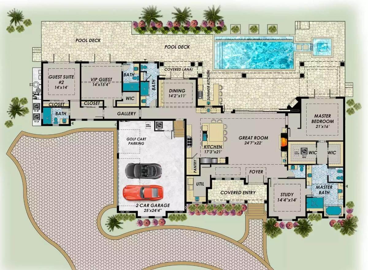 Explore This Spacious Layout with a Dedicated Golf Cart Garage