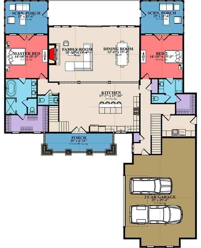 Explore This Spacious Floor Plan with Dual Screened Porches