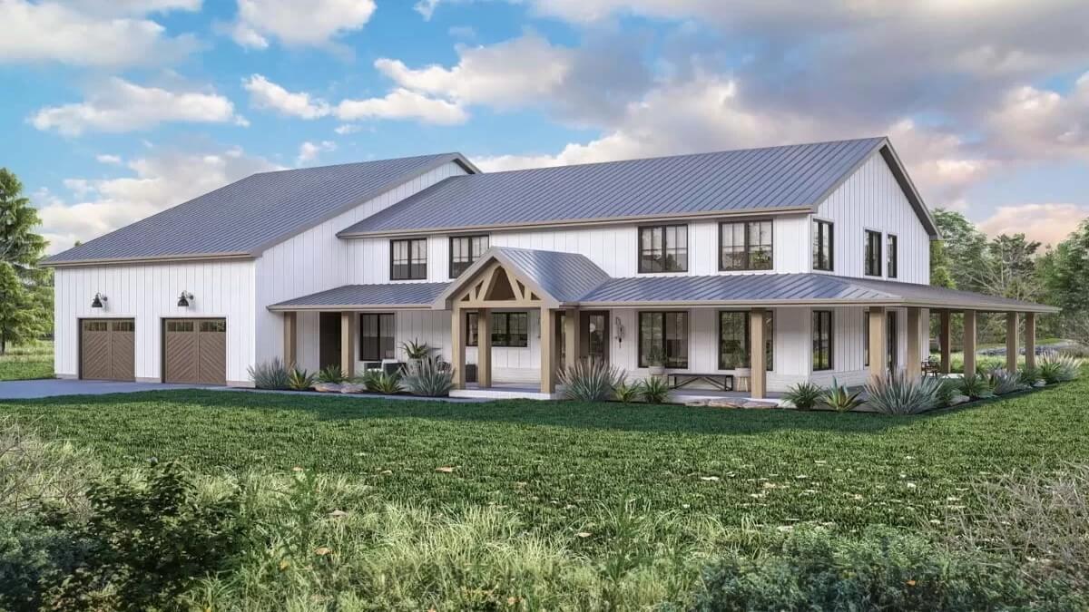 Modern Farmhouse with a Charming Wraparound Porch