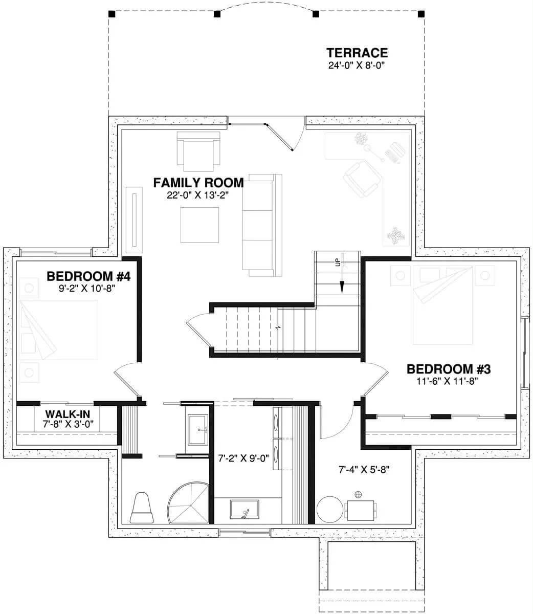 Explore the Upper Floor: Spacious Family Room and Terrace Access