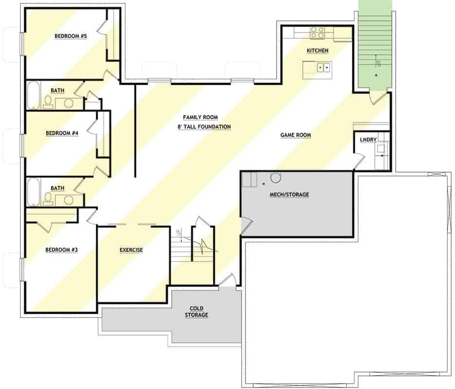 Spacious Basement Layout with Exercise Room and Game Area