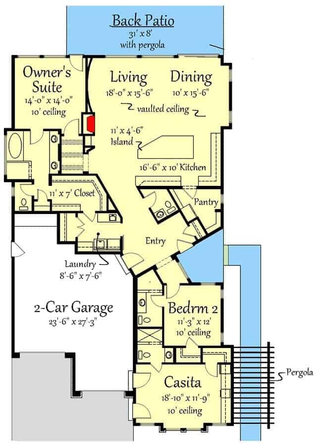 Explore the Spacious Open-Concept Living Area with a Vaulted Ceiling