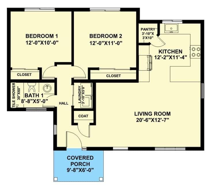 Compact Two-Bedroom Home with Functional Layout