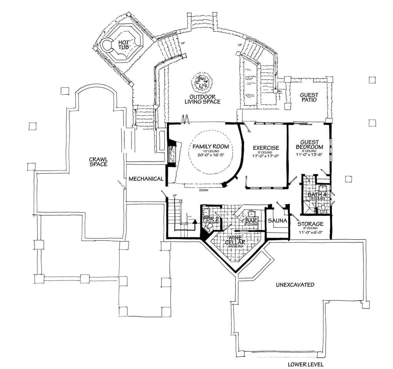 Explore This Lower Level with Sauna and Wine Cellar