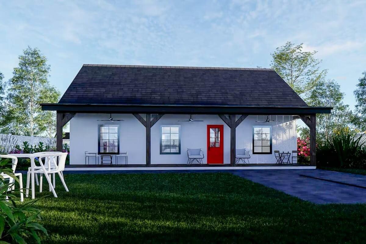 Bold Red Door Adds a Pop to This Charming Cottage