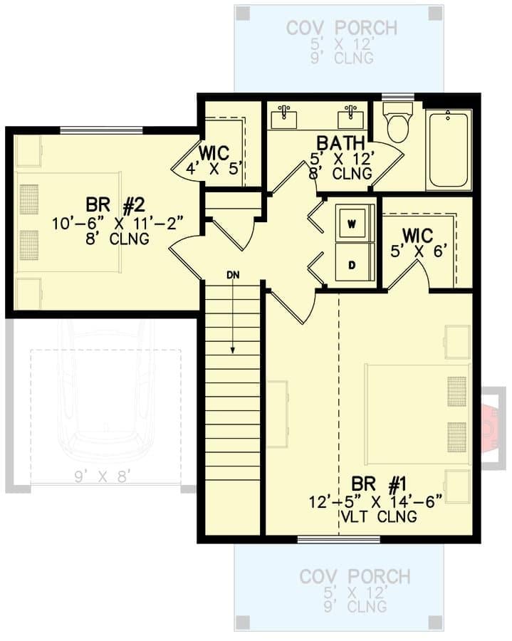 Explore the Efficient Layout of This Two-Bedroom Floor Plan