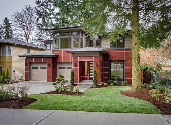 Modern Facade with Striking Geometric Panels