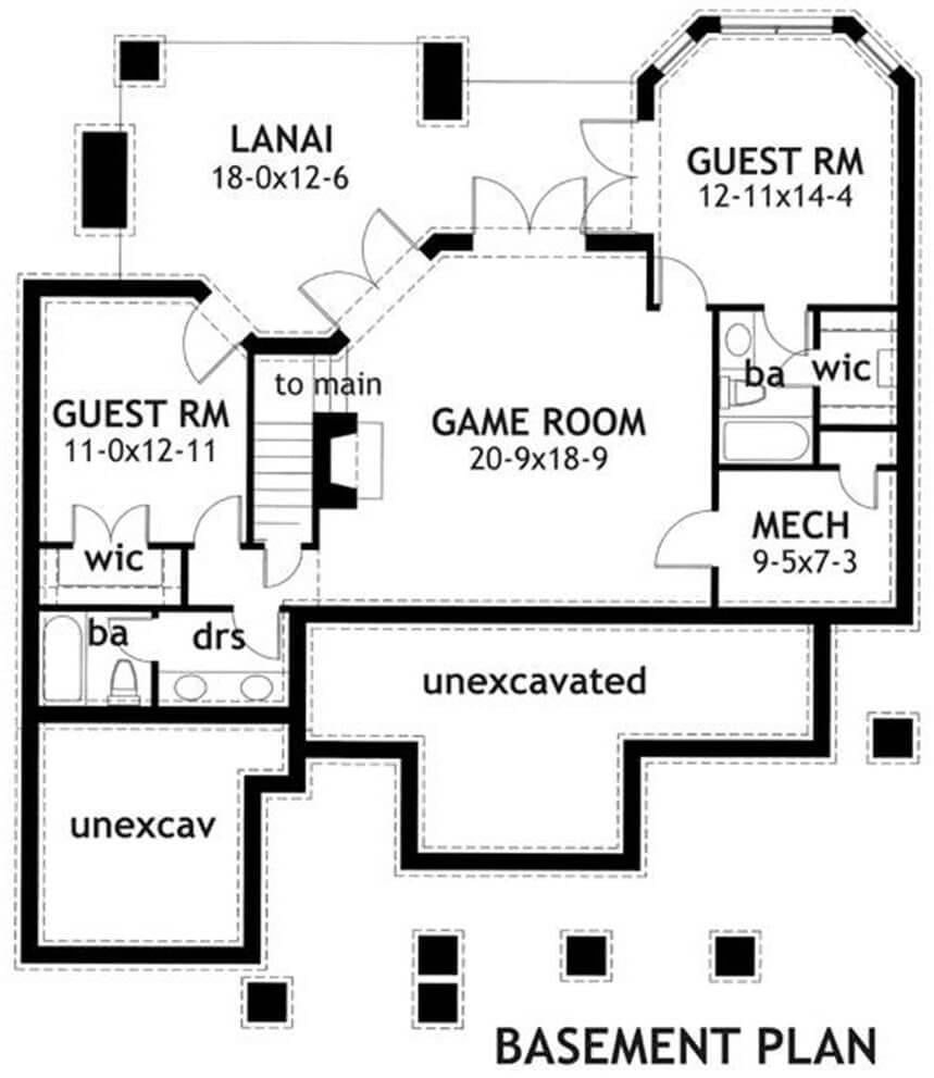 Explore the Versatile Basement Layout with Dual Guest Rooms and a Game Room