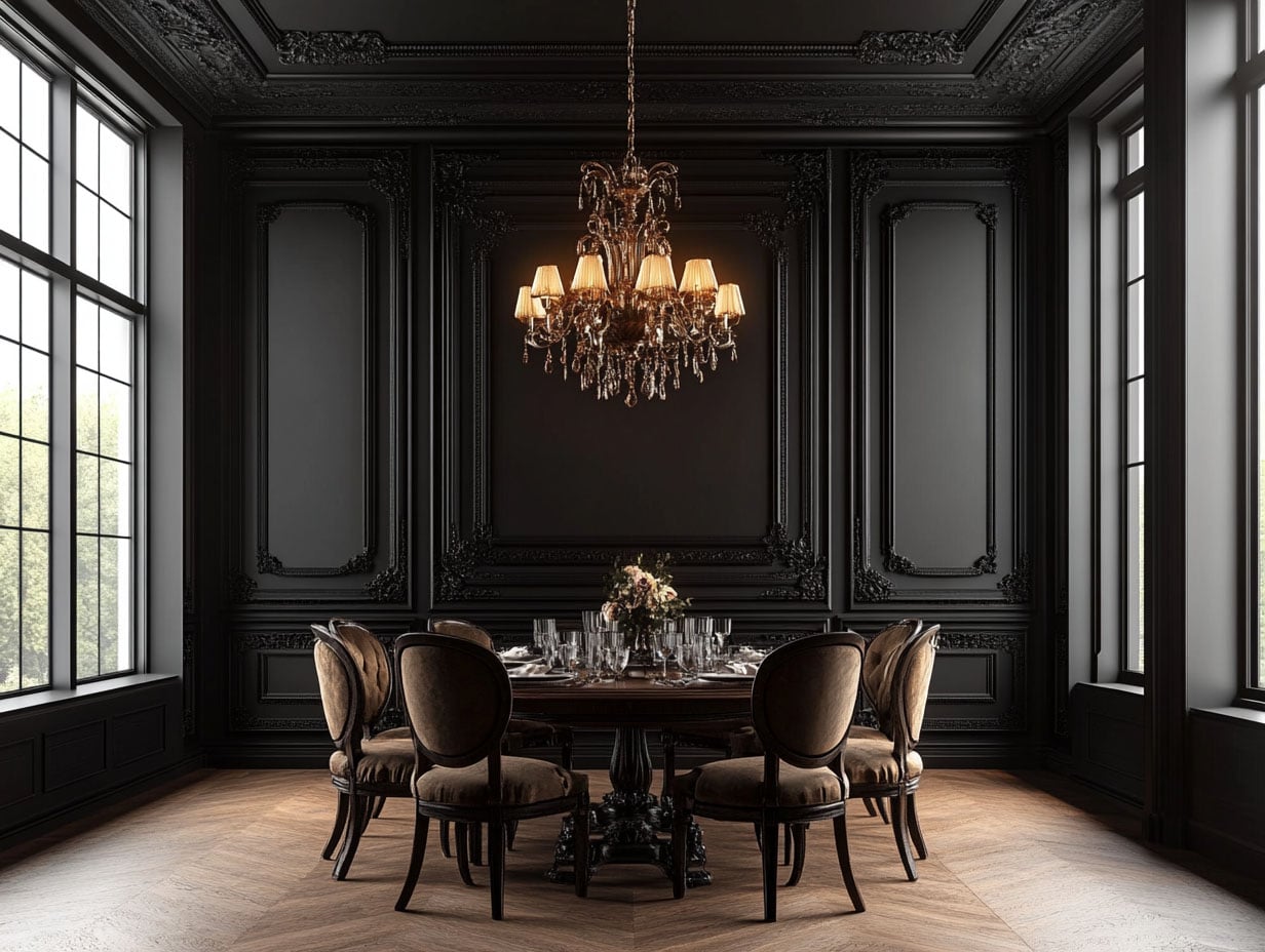 Bold, Elegant, and Timeless: 15 Stunning Black Wall Dining Room ...