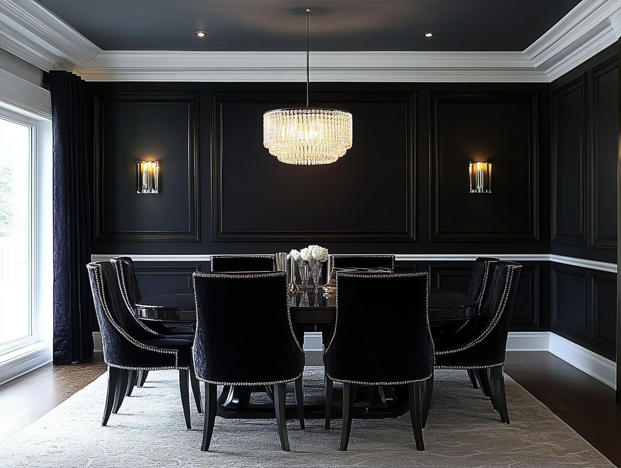 Bold, Elegant, and Timeless: 15 Stunning Black Wall Dining Room ...