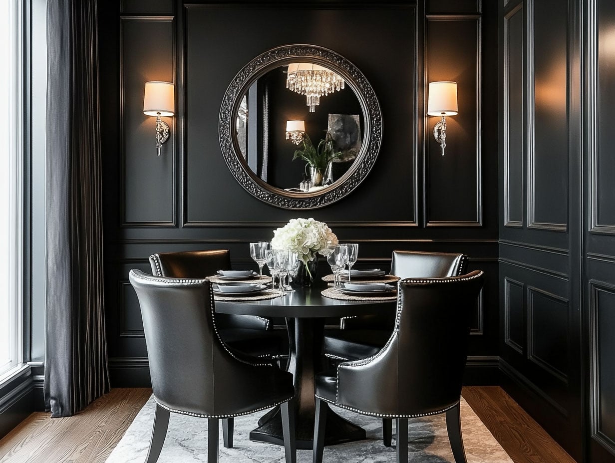 Bold, Elegant, and Timeless: 15 Stunning Black Wall Dining Room ...
