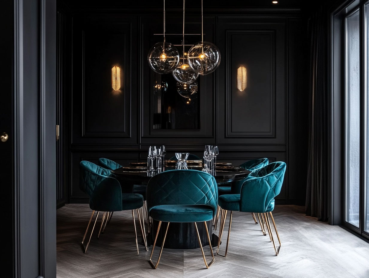 Bold, Elegant, and Timeless: 15 Stunning Black Wall Dining Room ...