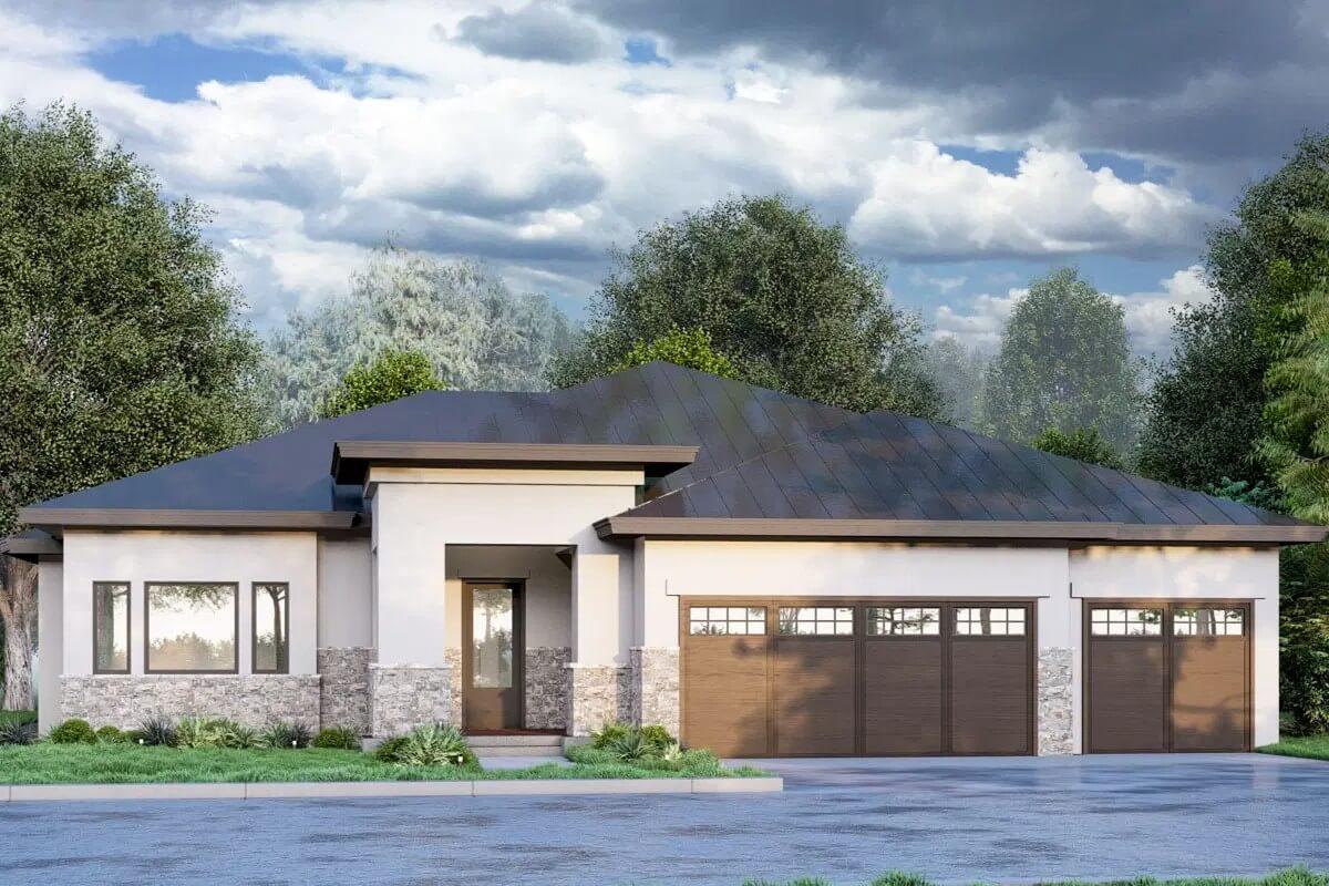 Modern Ranch Style Home with Striking Stone Accents