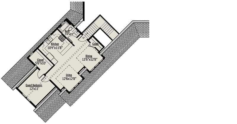 Explore This Efficient Basement Floor Plan with Guest Bedroom and Open Living Area