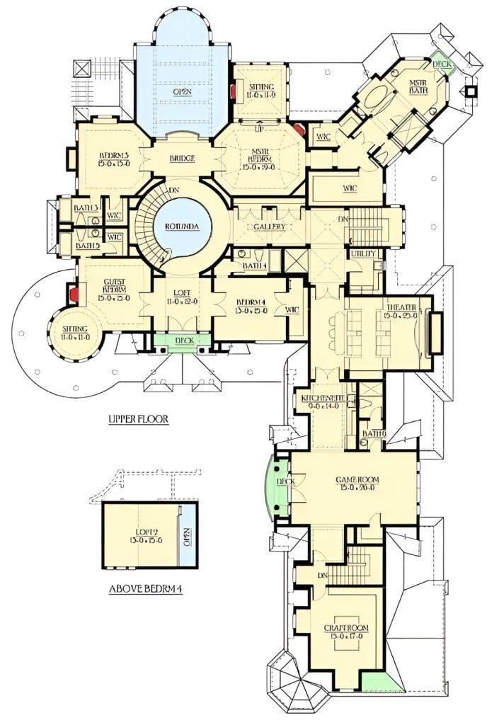 Explore the Expansive Upper Floor with a Central Rotunda