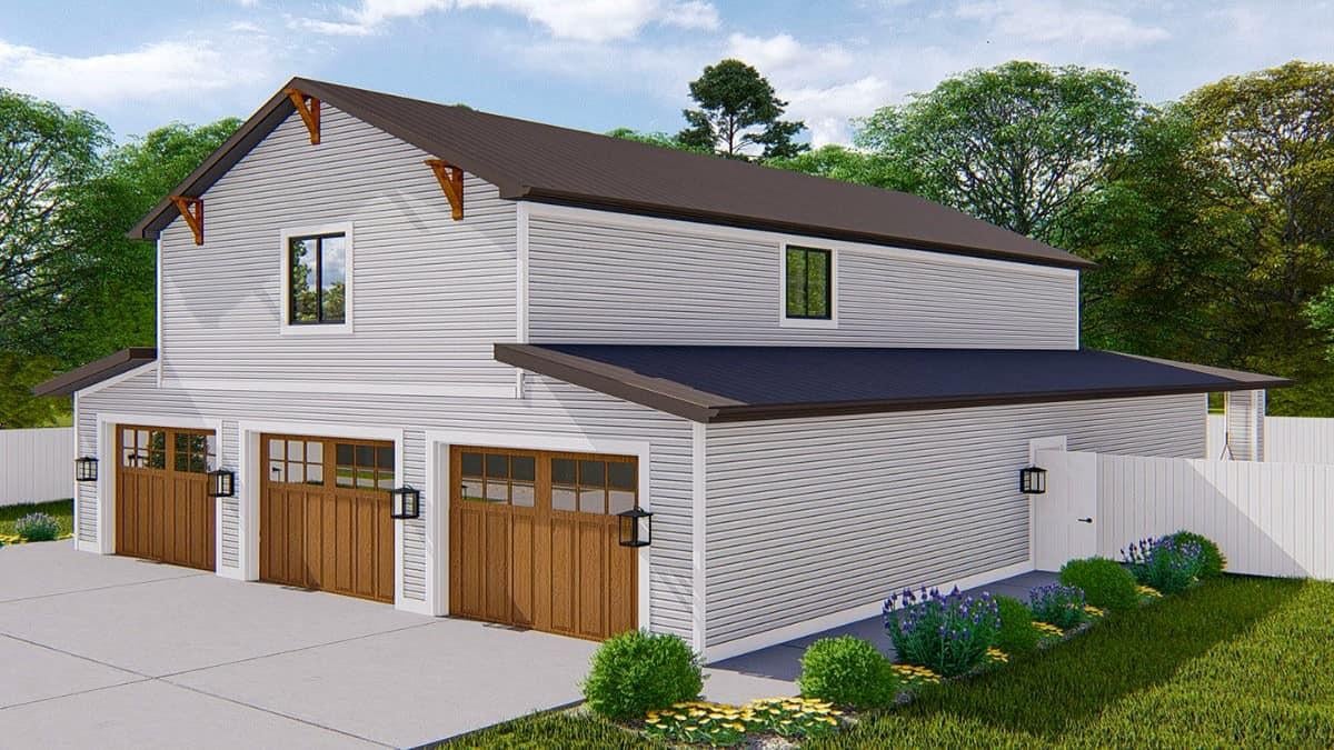 Check Out This Charming Garage with Classic Wooden Doors