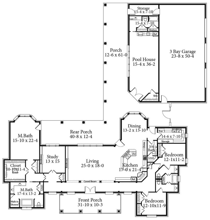 Discover the Spacious Flow of This Floor Plan with a Charming Pool House