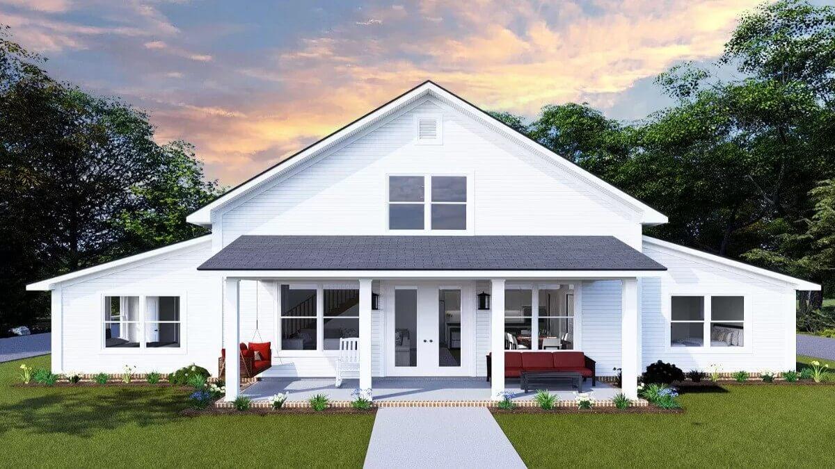 Quaint White Farmhouse with a Welcoming Front Porch
