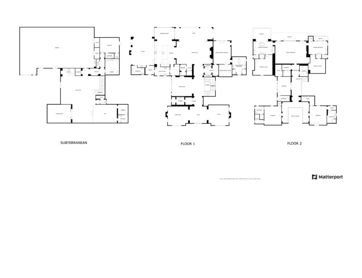 Detailed floor plan showcasing the layout of a luxurious multi-level home. 