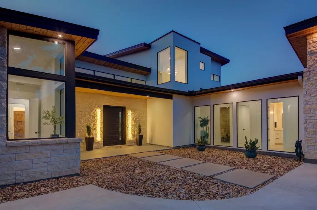 Priced at $1,500,000, this 3,542 sq. ft. contemporary home, built in 2022, sits on 2.15 acres in the gated community of Bunker Ranch.