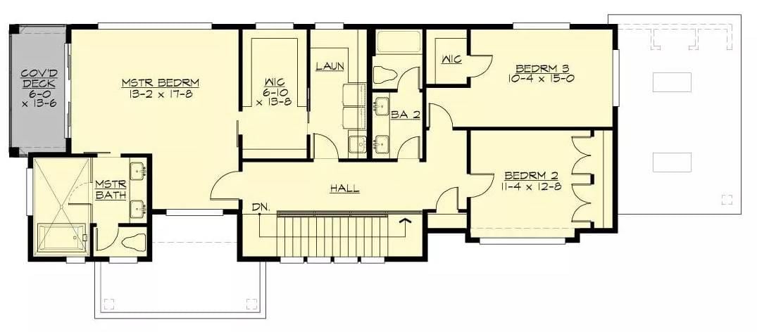 Upper Floor Layout with a Master Suite Retreat and Cozy Deck