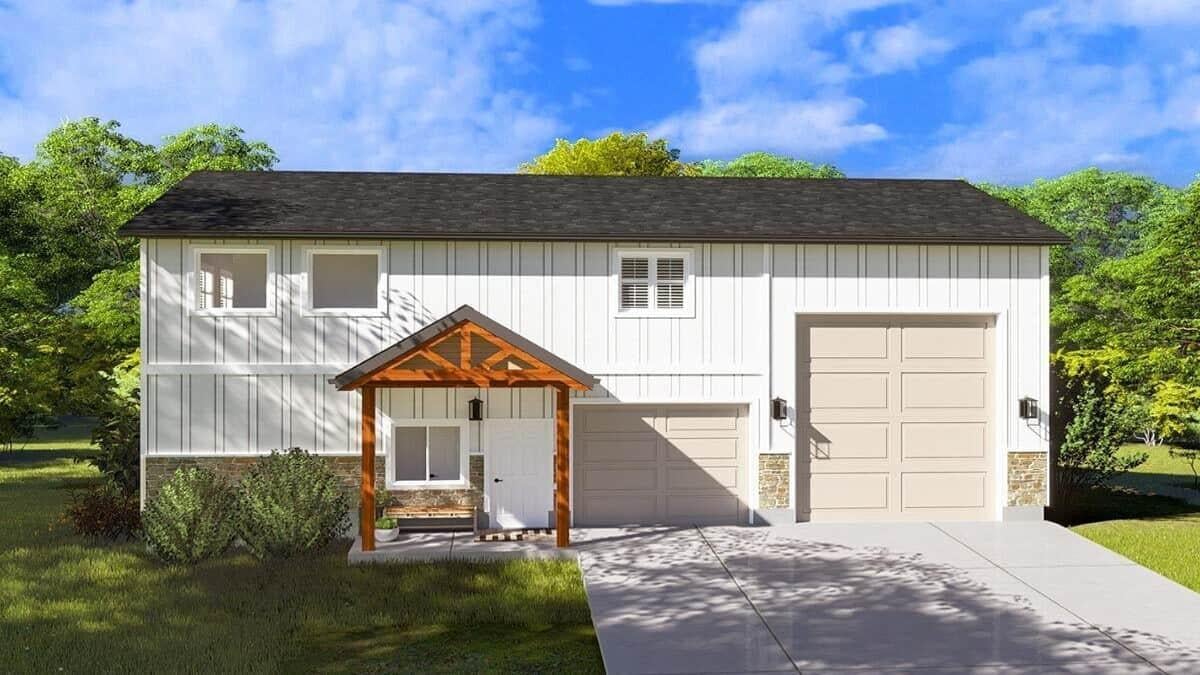Modern Farmhouse with a Charming Gabled Porch