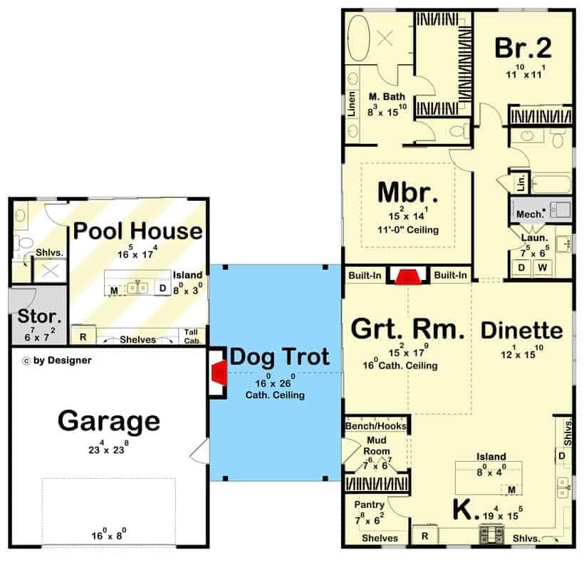 Unique Dog Trot Layout Connecting Pool House and Living Space
