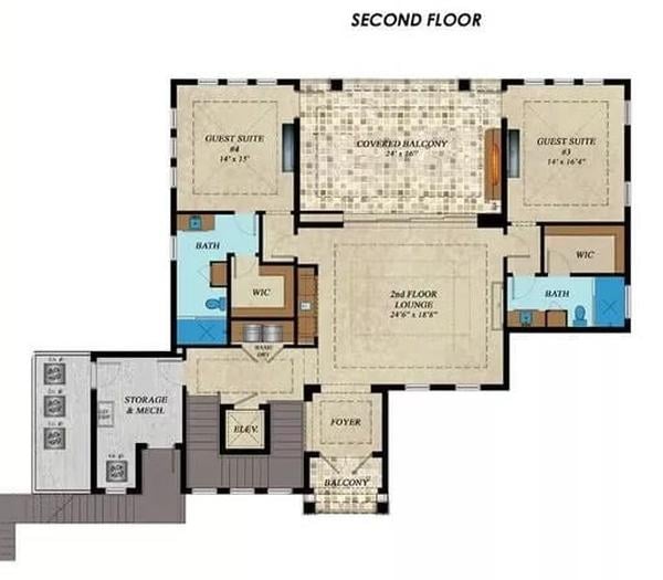 Explore the Spacious Covered Balcony and Lounge Area on This Second Floor