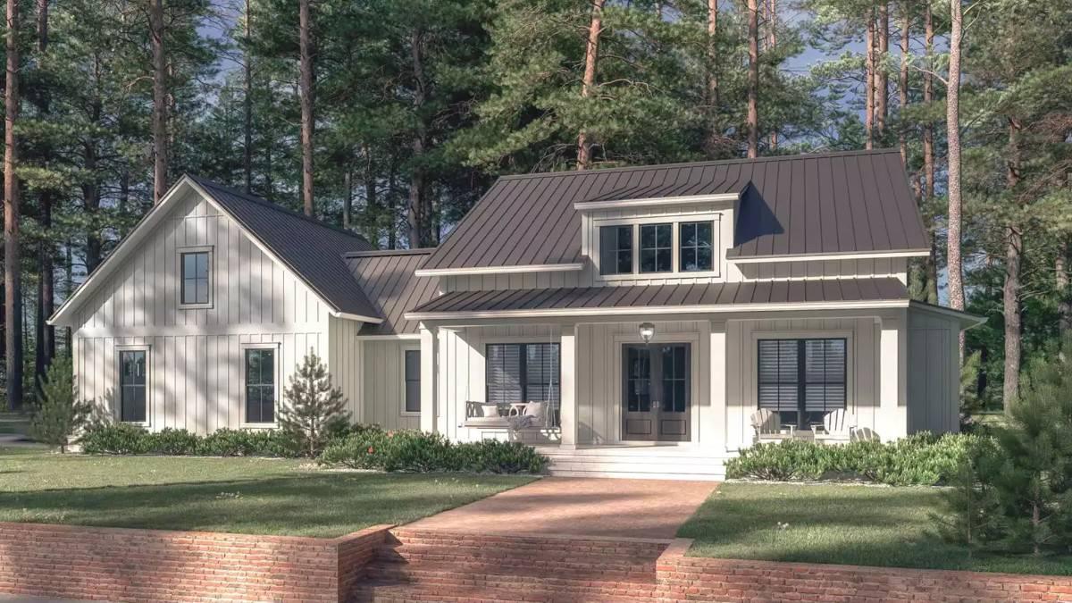 Charming Farmhouse with a Metal Roof Nestled Among the Pines
