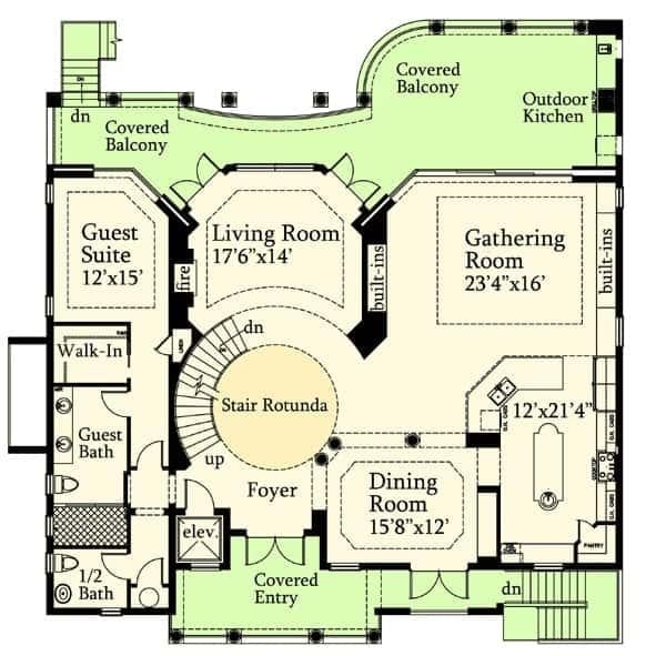 Explore the Expansive Gathering Room with Outdoor Kitchen Access