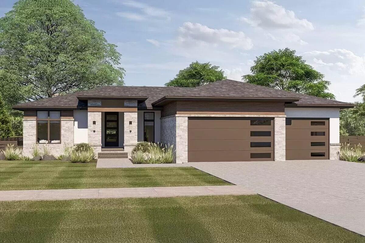 Explore This Sleek Bungalow with a Modern Garage Design