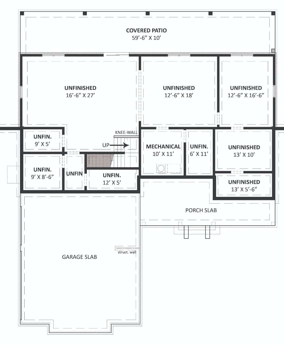 Explore the Spacious Layout of This Unfinished Basement with Covered Patio