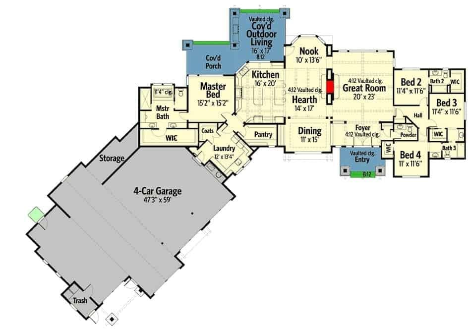 Explore This Spacious Floor Plan Featuring a 4-Car Garage