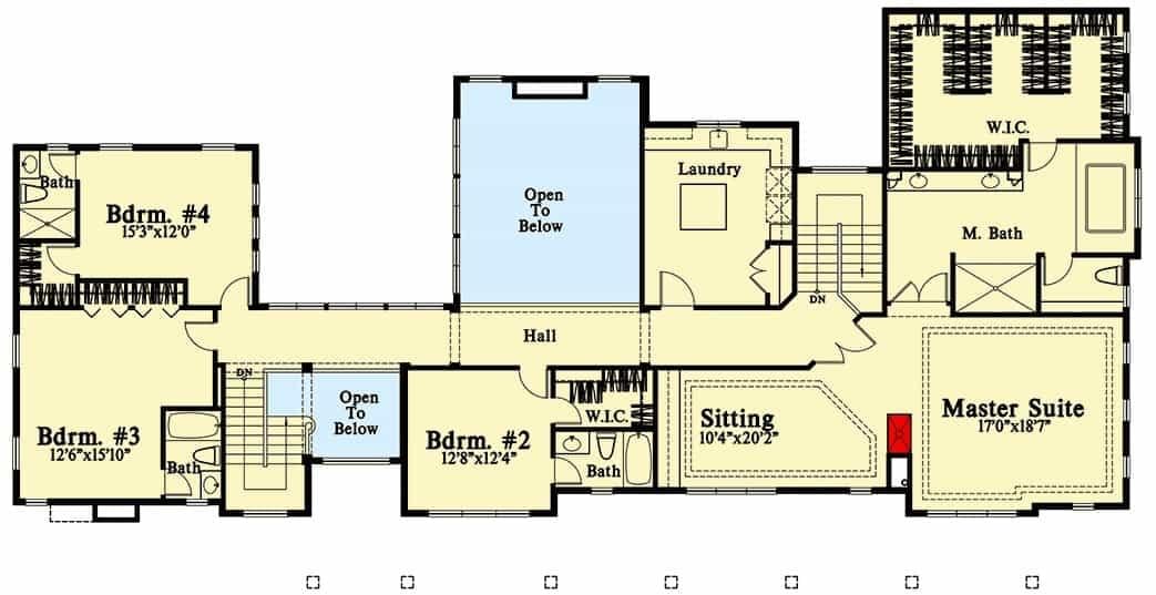 Explore This Upper Floor Plan with a Spacious Master Suite