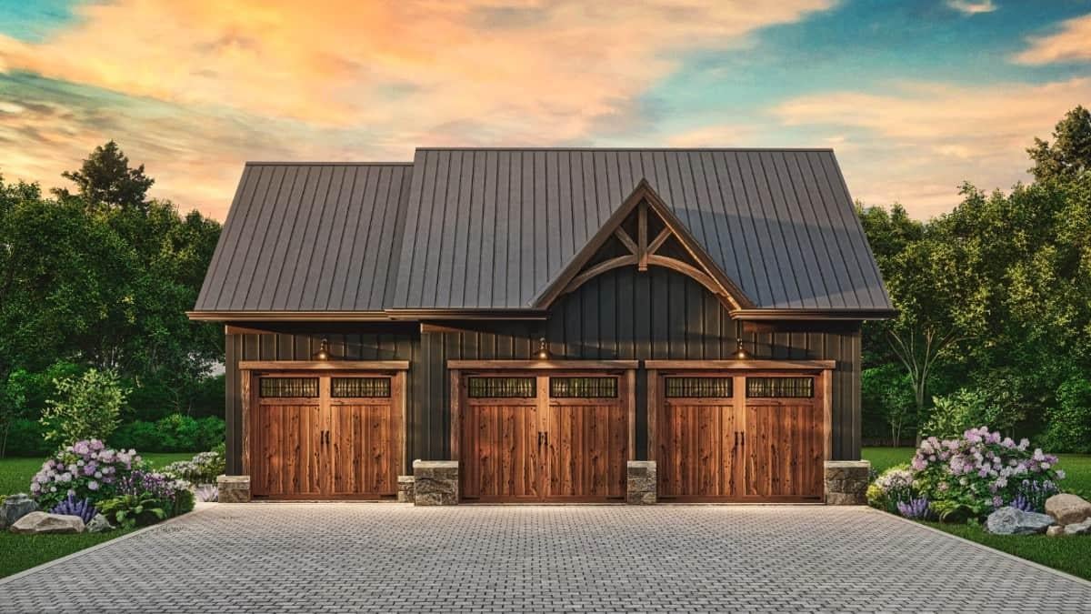 Charming Carriage House with Rustic Wooden Doors