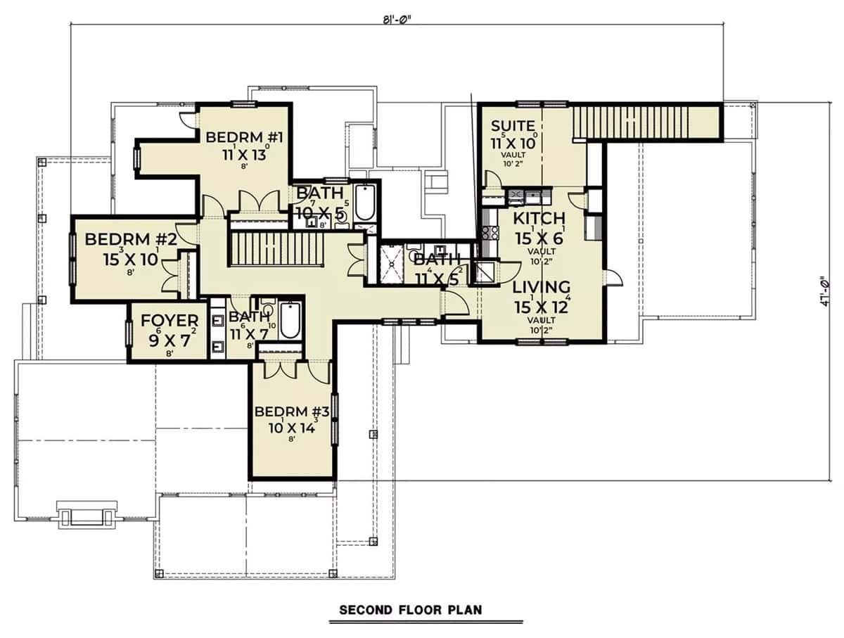 Explore This Second Floor Layout with a Cozy Suite and Vaulted Ceilings