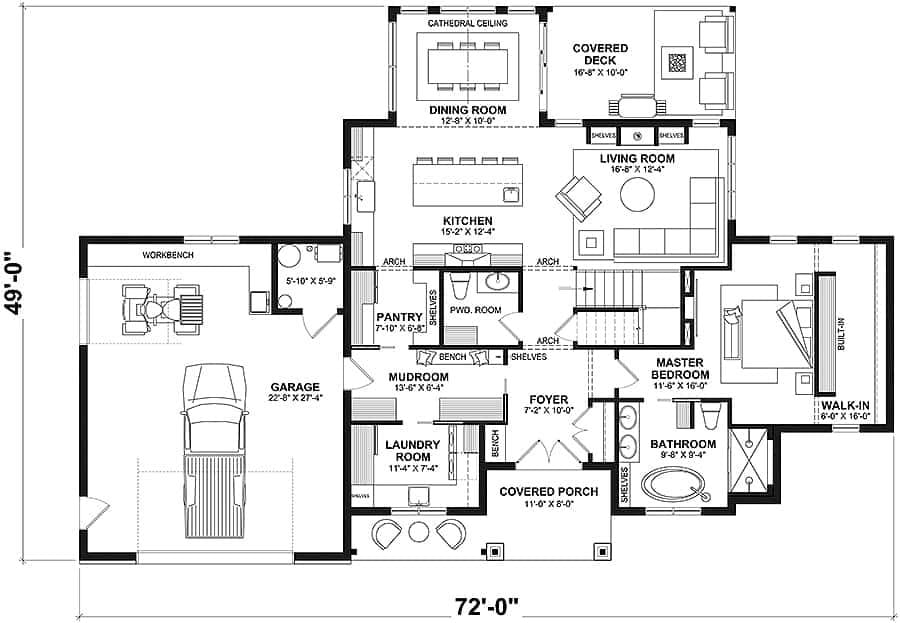 Explore This Spacious Floor Plan with a Cathedral Ceiling Dining Room