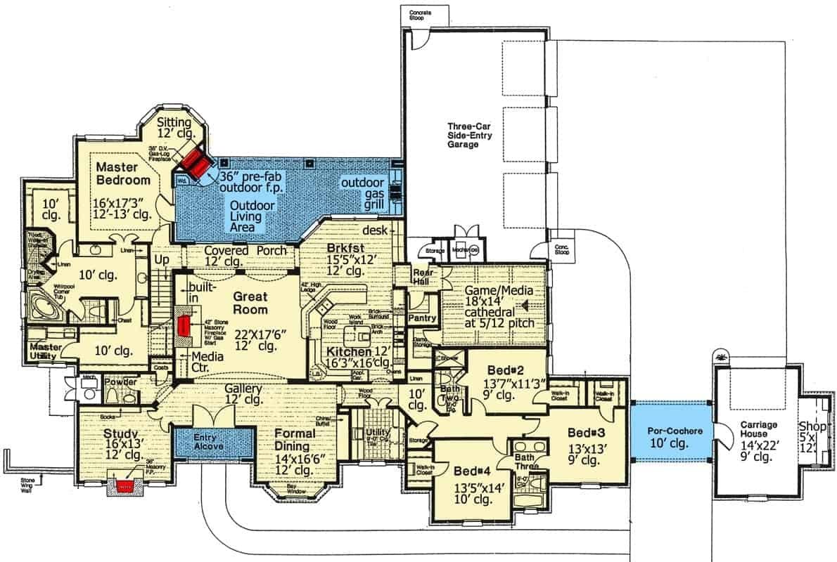 Explore This Expansive Floor Plan with a Three-Car Garage and Outdoor Living Space