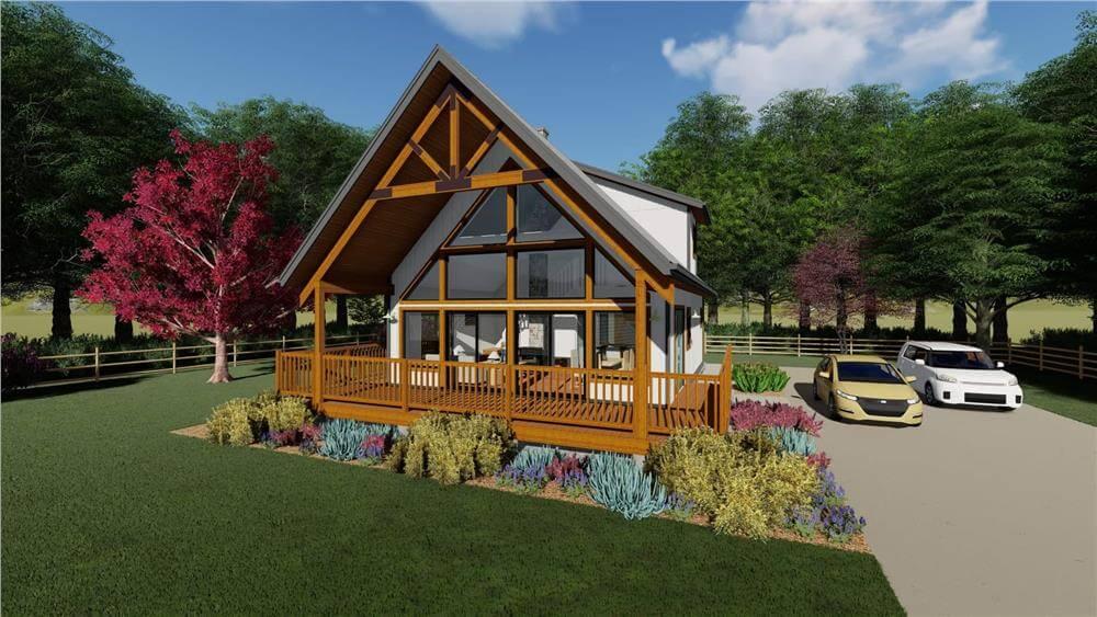 Explore This A-Frame Cabin with a Wraparound Porch