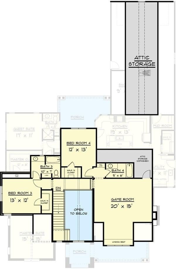 Explore the Spacious Game Room in This Upper-Level Floor Plan