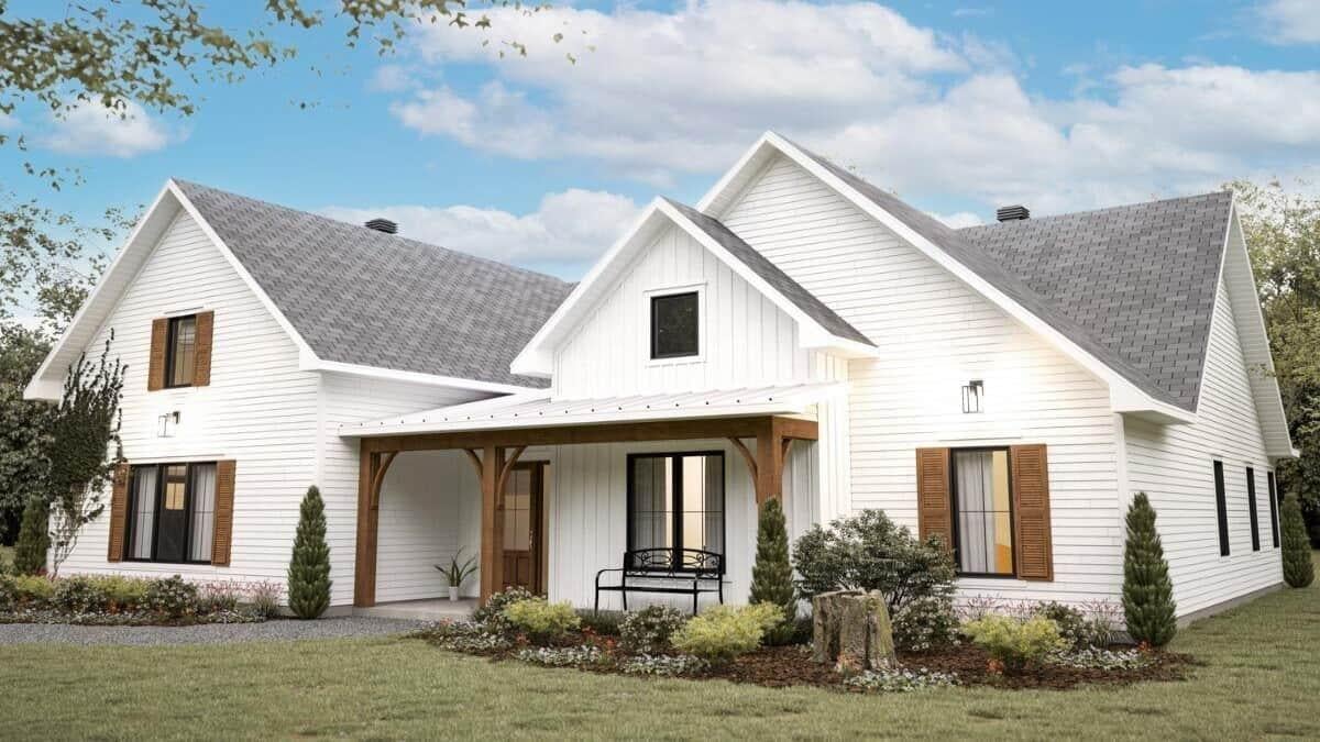 Classic Farmhouse Exterior with a Charming Front Porch