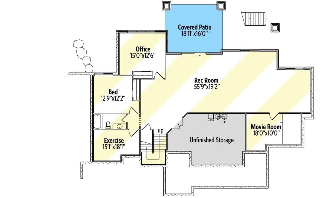 Explore the Spacious Rec Room and Cozy Office in This Floor Plan