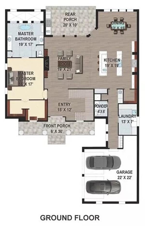 Explore the Spacious Family Room Leading to a Charming Rear Porch