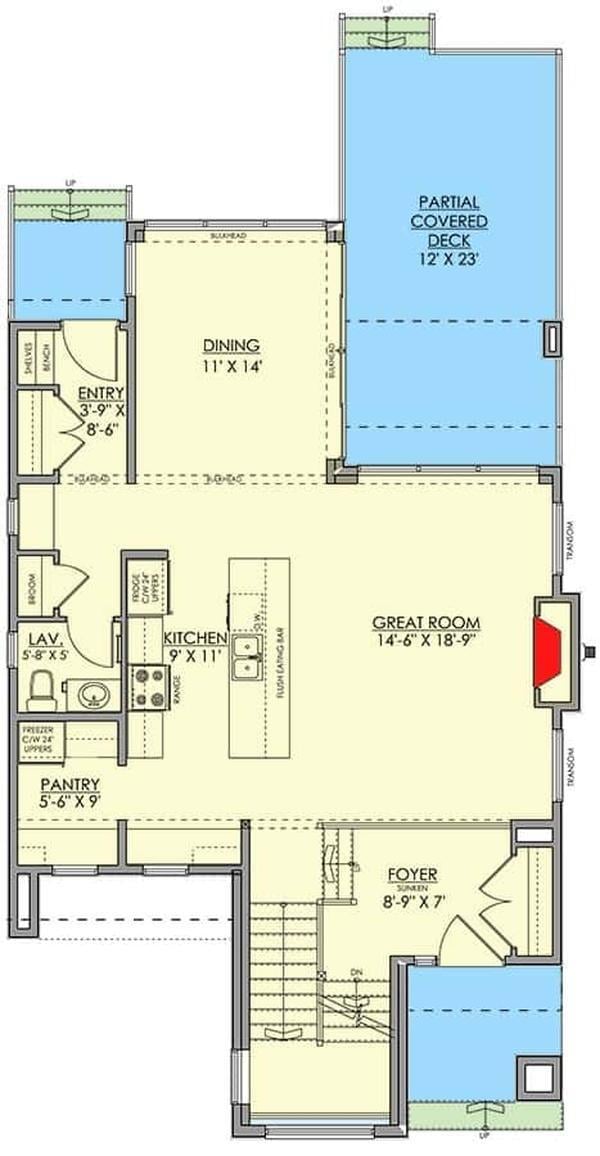 Explore the Flow from Great Room to Partial Covered Deck