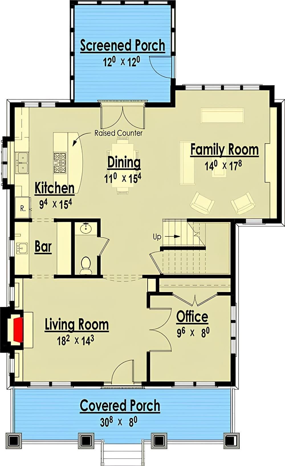 Explore the Flow of This Open-Concept Home with Dual Porches